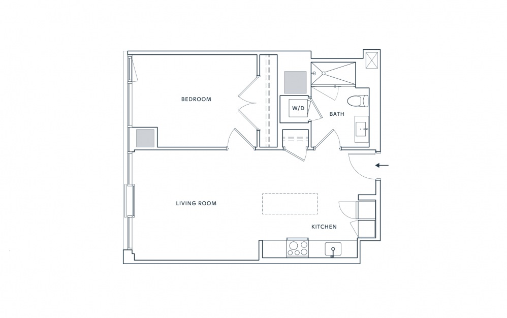 Residence 10 - 1 bed and 1 bath 664 sq. ft. 2D apartment floorplan at Signal House