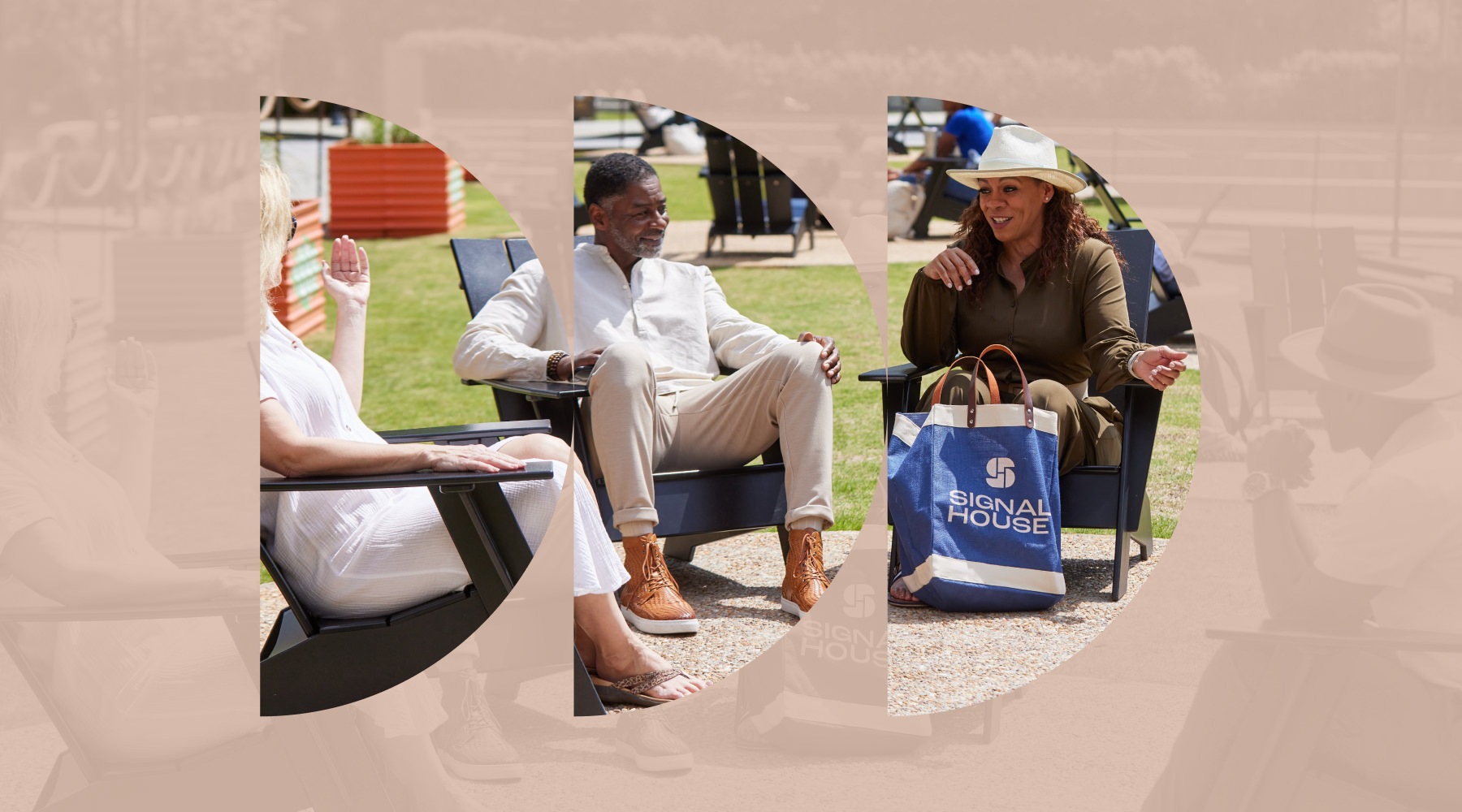Signal House branded overlayed photo of residents sitting in chairs outside talking Signal House branded overlayed photo of residents sitting in chairs outside talking